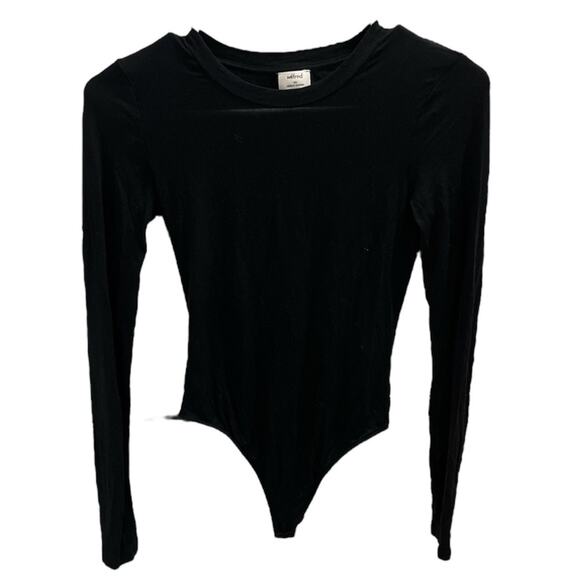 Aritzia Wilfred Long Sleeve Basic Solid Black Bodysuit Size XS Quiet Luxury - Picture 2 of 7